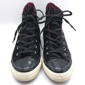 Converse Women 7.5 Men 5.5 Chuck Taylor‎ CTAS High Black Velvet Spikes 141621C